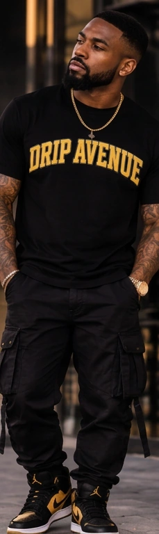 Model wearing a Drip Avenue men’s collection look
