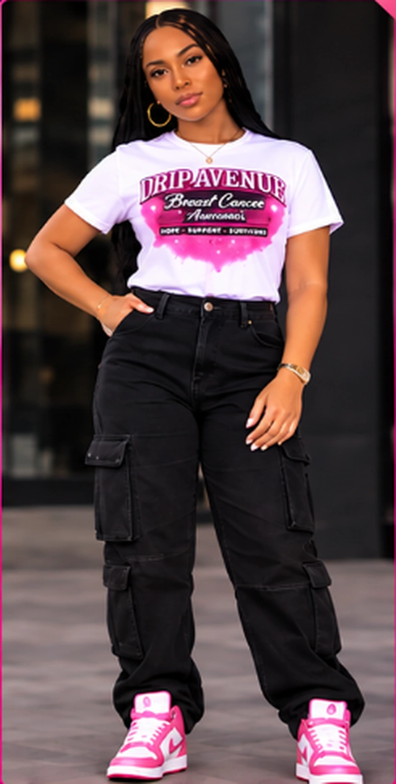 Full-body women’s Drip Avenue Breast Cancer Awareness look 5