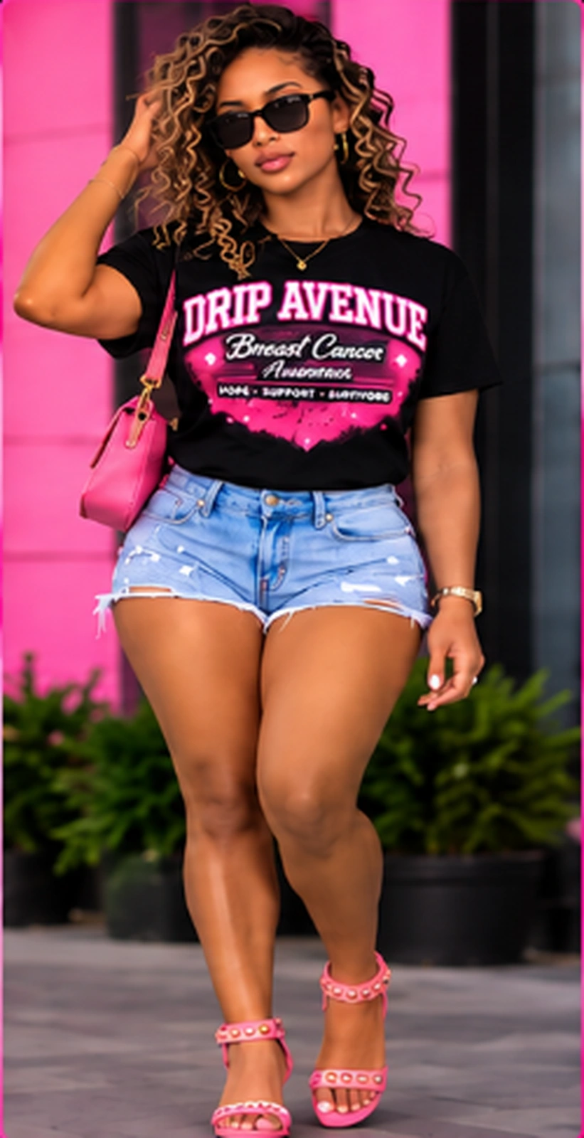 Full-body women’s Drip Avenue Breast Cancer Awareness look 4