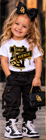 Toddler model wearing a Drip Avenue collection look