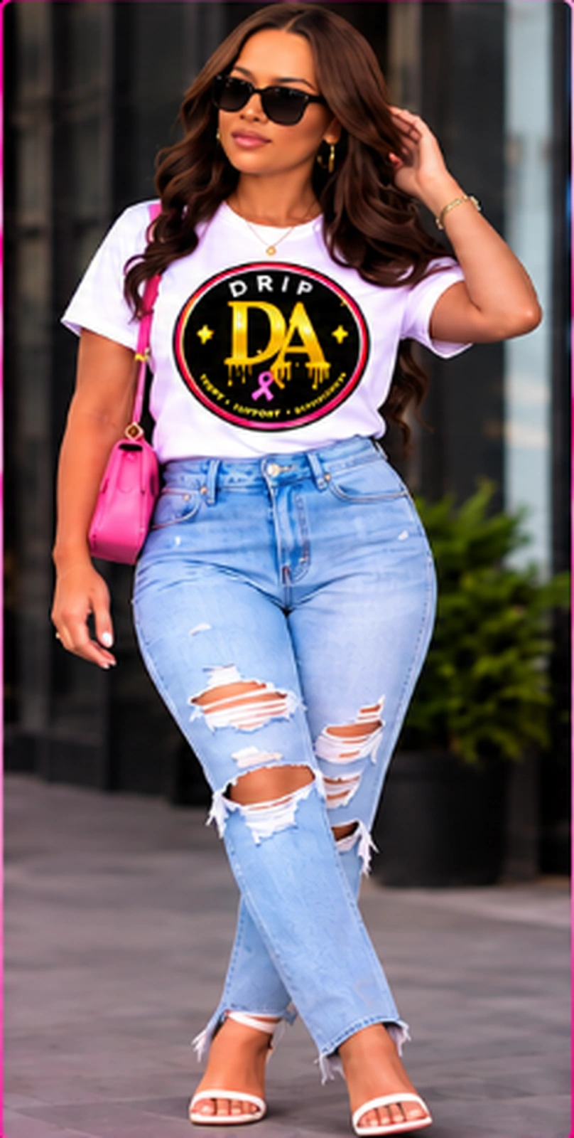 Full-body women’s Drip Avenue Breast Cancer Awareness look 3
