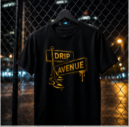 Drip Avenue Signature Graphic Tee — Black